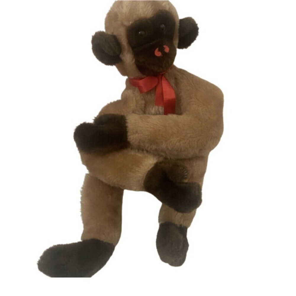 The Rushton Company Vintage Stuffed Plush Tan Beige Brown Monkey Chimp Soft Face
